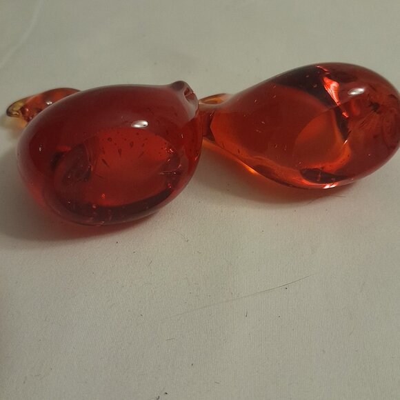 VTG Amberina Art Glass Swan Pair Paperweights/Decor - Picture 3 of 5